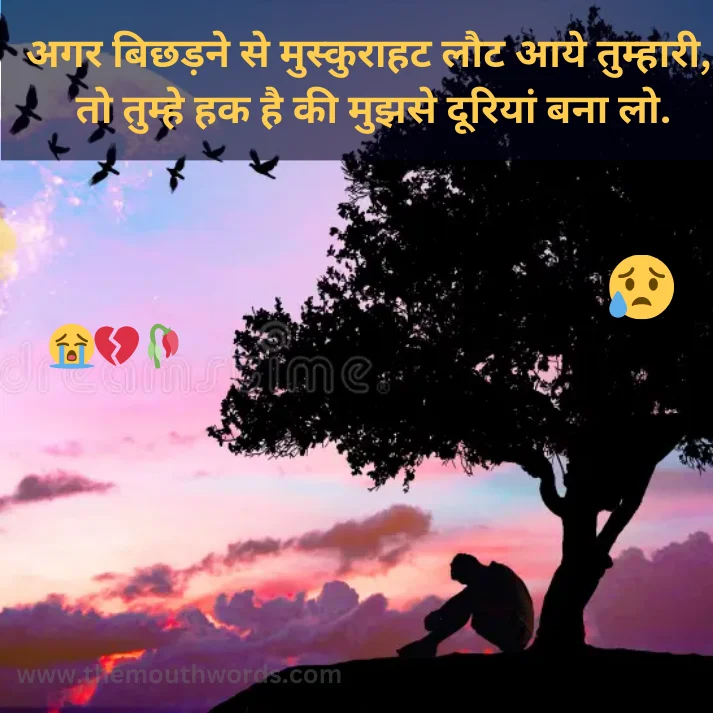 Best Breakup Shayari in Hindi - Heart Touching Shayari Image 2025 | Themouthwords.com